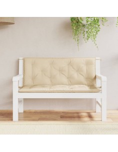 Възглавници за градински пейки 2 бр Бежово 120x50x7 см плат