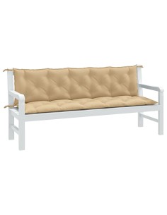 Възглавници за градински пейки 2 бр бежови 180x50x7 см плат