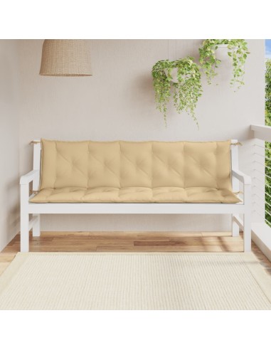 Възглавници за градински пейки 2 бр бежови 180x50x7 см плат
