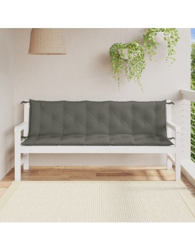 Възглавници за градински пейки 2бр меланж тъмносиви 180x50x7 см