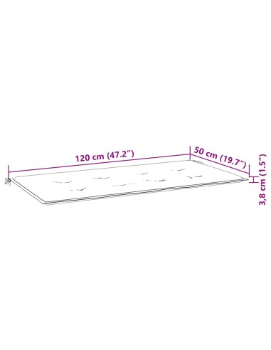 Възглавница за градинска пейка с листа 120x50x4 см оксфорд плат