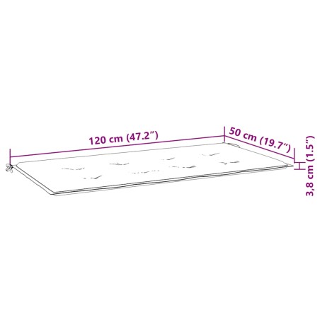Възглавница за градинска пейка с листа 120x50x4 см оксфорд плат
