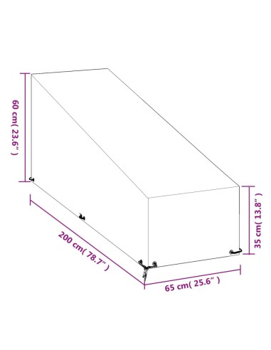 Покривало за шезлонг 12 капси 200x65x35/60 см полиетилен