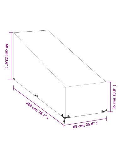 Покривала за шезлонги 2 бр 12 капси 200x65x35/60 см полиетилен