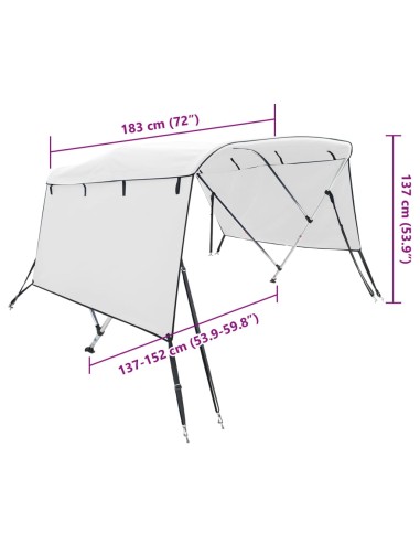Тента за лодка с 3 дъги странични стени 183x(137-152)x137 см