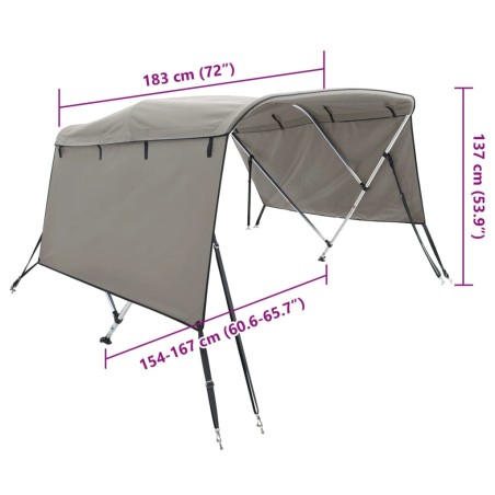Тента за лодка с 3 дъги странични стени 183x(154-167)x137 см