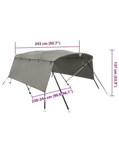 Тента за лодка с 4 дъги странични стени 243x(230-244)x137 см