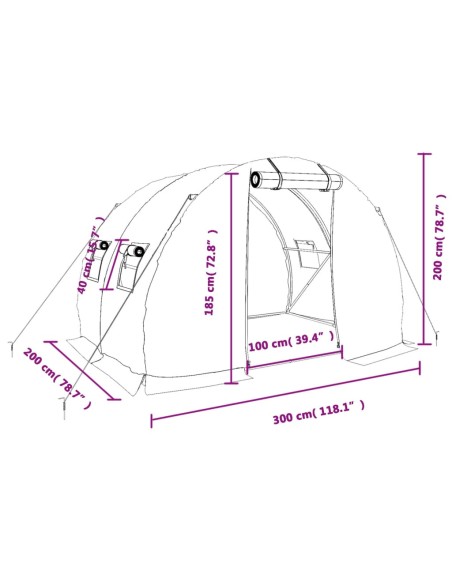 Оранжерия със стоманена рамка зелена 6 м² 3x2x2 м