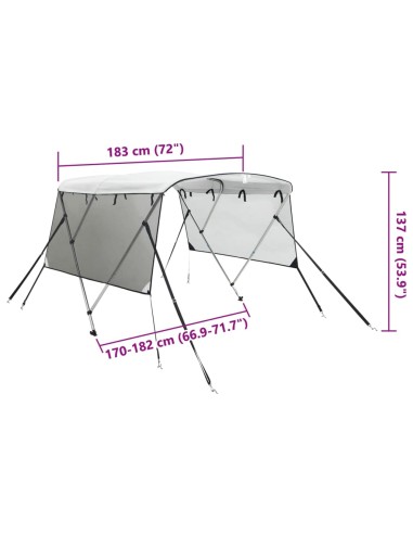 Тента за лодка с 3 дъги мрежести страници 183x(170-182)x137 см