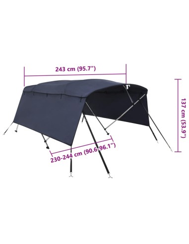 Тента за лодка с 4 дъги странични стени 243x(230-244)x137 см