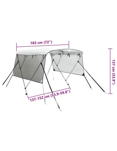 Тента за лодка с 3 дъги мрежести страници 183x(137-152)x137 см