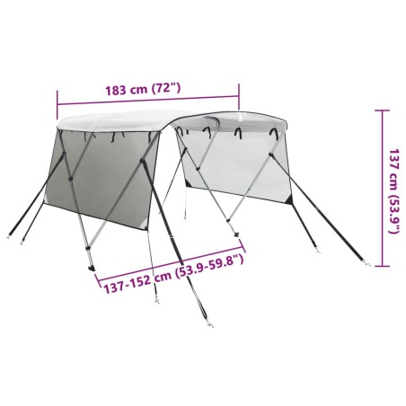 Тента за лодка с 3 дъги мрежести страници 183x(137-152)x137 см