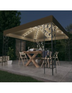 Шатра с LED светещи стрингове, 3х3 м, таупе