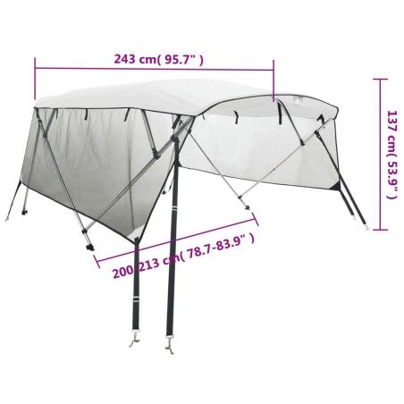 Тента за лодка с 4 дъги мрежести страници 243x(200-213)x137 см