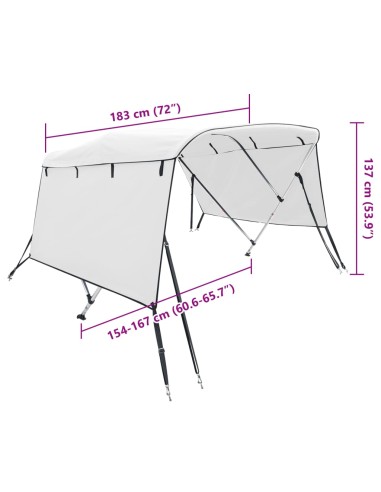 Тента за лодка с 3 дъги странични стени 183x(154-167)x137 см