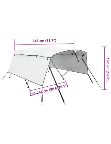 Тента за лодка с 4 дъги странични стени 243x(230-244)x137 см