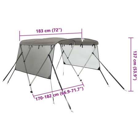 Тента за лодка с 3 дъги мрежести страници 183x(170-182)x137 см