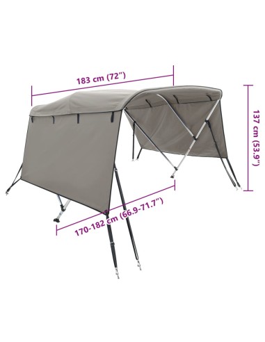 Тента за лодка с 3 дъги странични стени 183x(170-182)x137 см
