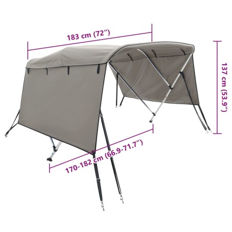 Тента за лодка с 3 дъги странични стени 183x(170-182)x137 см