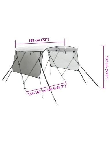 Тента за лодка с 3 дъги мрежести страници 183x(154-167)x137 см