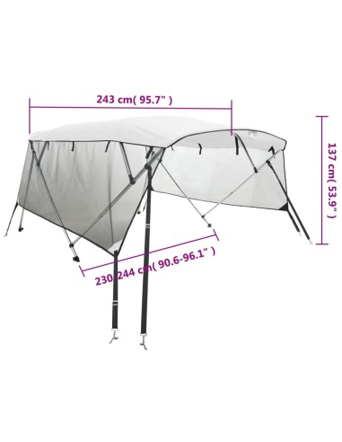 Тента за лодка с 4 дъги мрежести страници 243x(230-244)x137 см