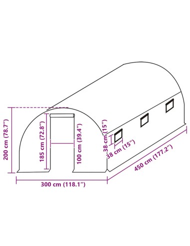Резервно покривало за парник (13,5 м²), 300x450x200 см, зелено
