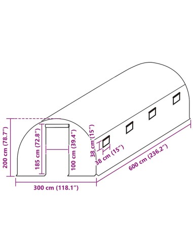 Резервно покривало за парник (18 м²), 300x600x200 см, зелено