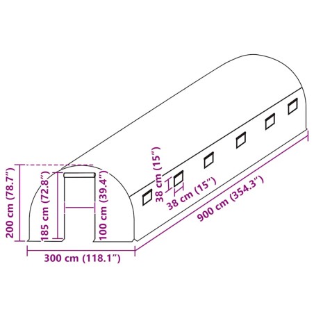 Резервно покривало за парник (27 м²), 300x900x200 см, зелено