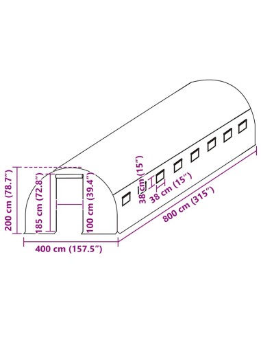 Резервно покривало за парник (32 м²), 400x800x200 см, зелено