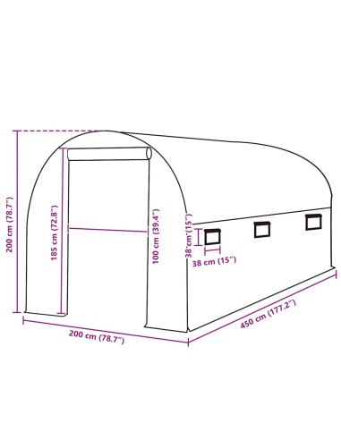 Резервно покривало за парник (9 м²), 200x450x200 см, зелено
