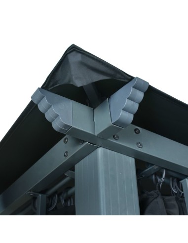 Шатра със завеси и LED стрингове, 3x3 м, антрацит, алуминий