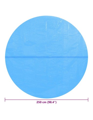 Плаващо соларно кръгло покривало за басейн, PE, 250 см, синьо