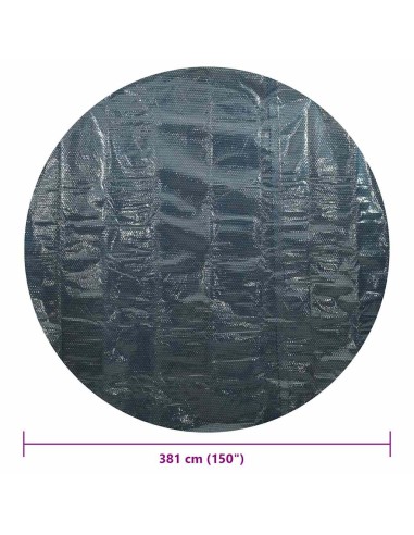 Плаващо соларно покривало за басейн, PE, 381 см, черно и синьо