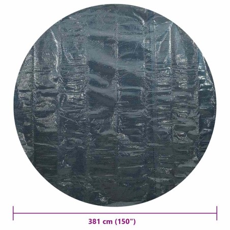 Плаващо соларно покривало за басейн, PE, 381 см, черно и синьо