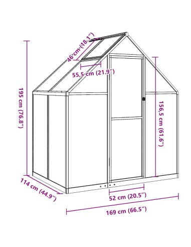 Оранжерия с основа рамка антрацит 169x114x195 см алуминий