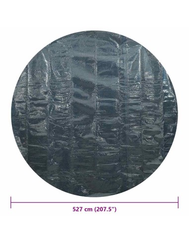 Плаващо соларно покривало за басейн, PE, 527 см, черно и синьо