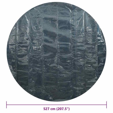 Плаващо соларно покривало за басейн, PE, 527 см, черно и синьо