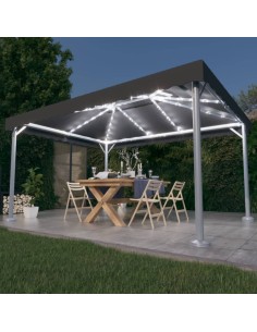 Шатра с LED светещи стрингове, 400x300 см, антрацит, алуминий