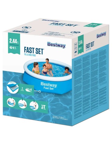 Bestway Fast Set Кръгъл надуваем басейн, 244x61 см, 57265
