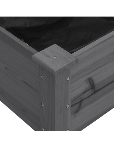 Саксия с вложка, сива, 71x37x76 см, масивна ела