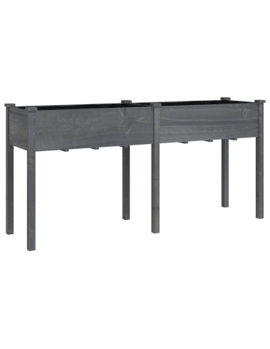 Саксия с вложка, сива, 161x45x76 см, масивна ела