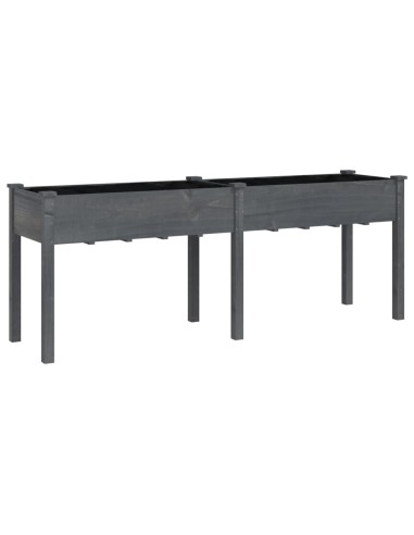 Саксия с вложка сива 203x53x76 см масивна ела