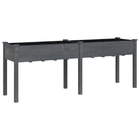 Саксия с вложка сива 203x53x76 см масивна ела