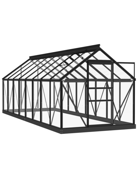 Стъклен парник, антрацит, 155x395,5x191 см, алуминий