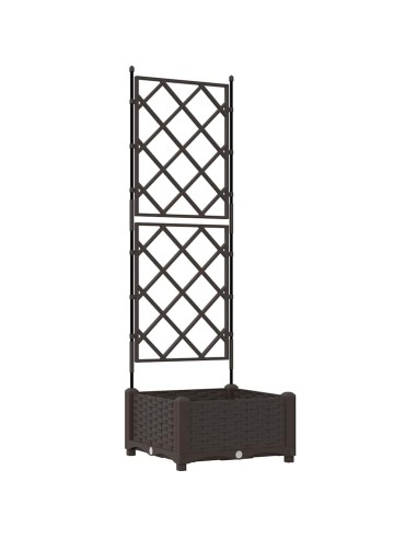 Градинска саксия с решетка Кафяво 40 x 40 x 125.5 см ПП