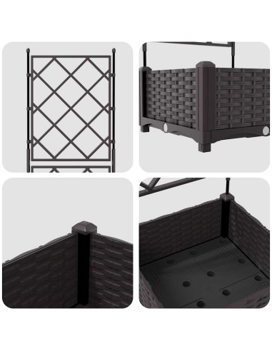 Градинска саксия с решетка Кафяво 40 x 40 x 125.5 см ПП