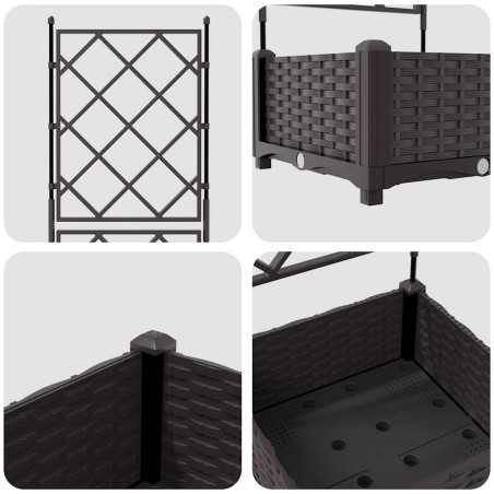 Градинска саксия с решетка Кафяво 40 x 40 x 125.5 см ПП