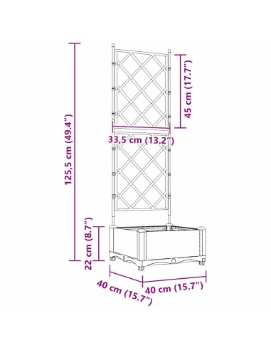 Градинска саксия с решетка Кафяво 40 x 40 x 125.5 см ПП