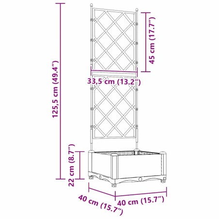 Градинска саксия с решетка Кафяво 40 x 40 x 125.5 см ПП