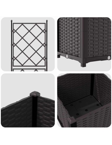 Градинска саксия с решетка Кафяво 40 x 40 x 143 см ПП